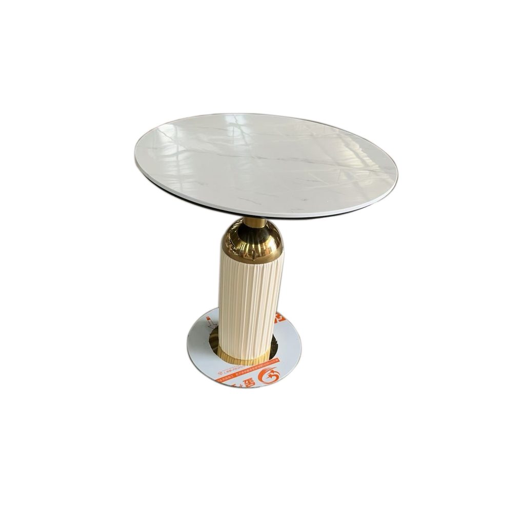 White round cafe table with gold pedestal base for bar and restaurant, YR-T017