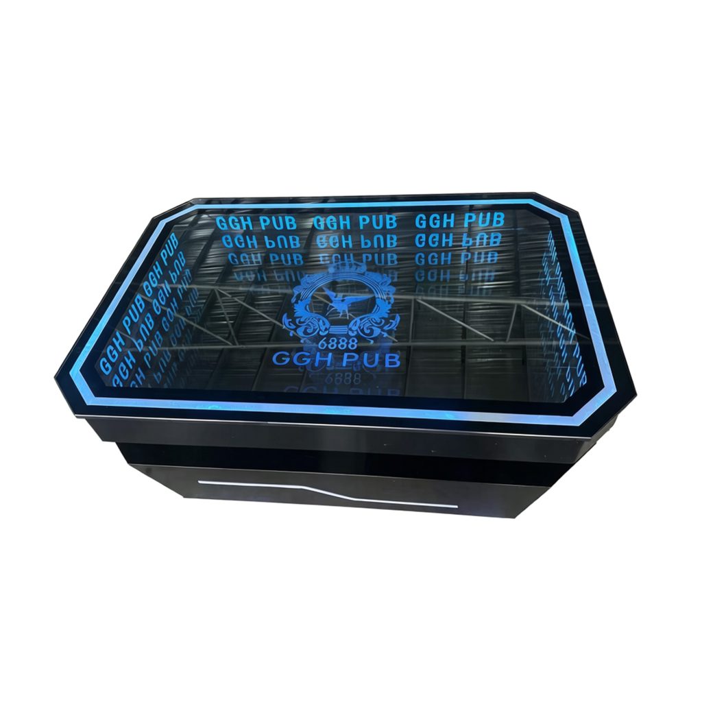 Black KTV coffee table with blue LED light, model YR-T011