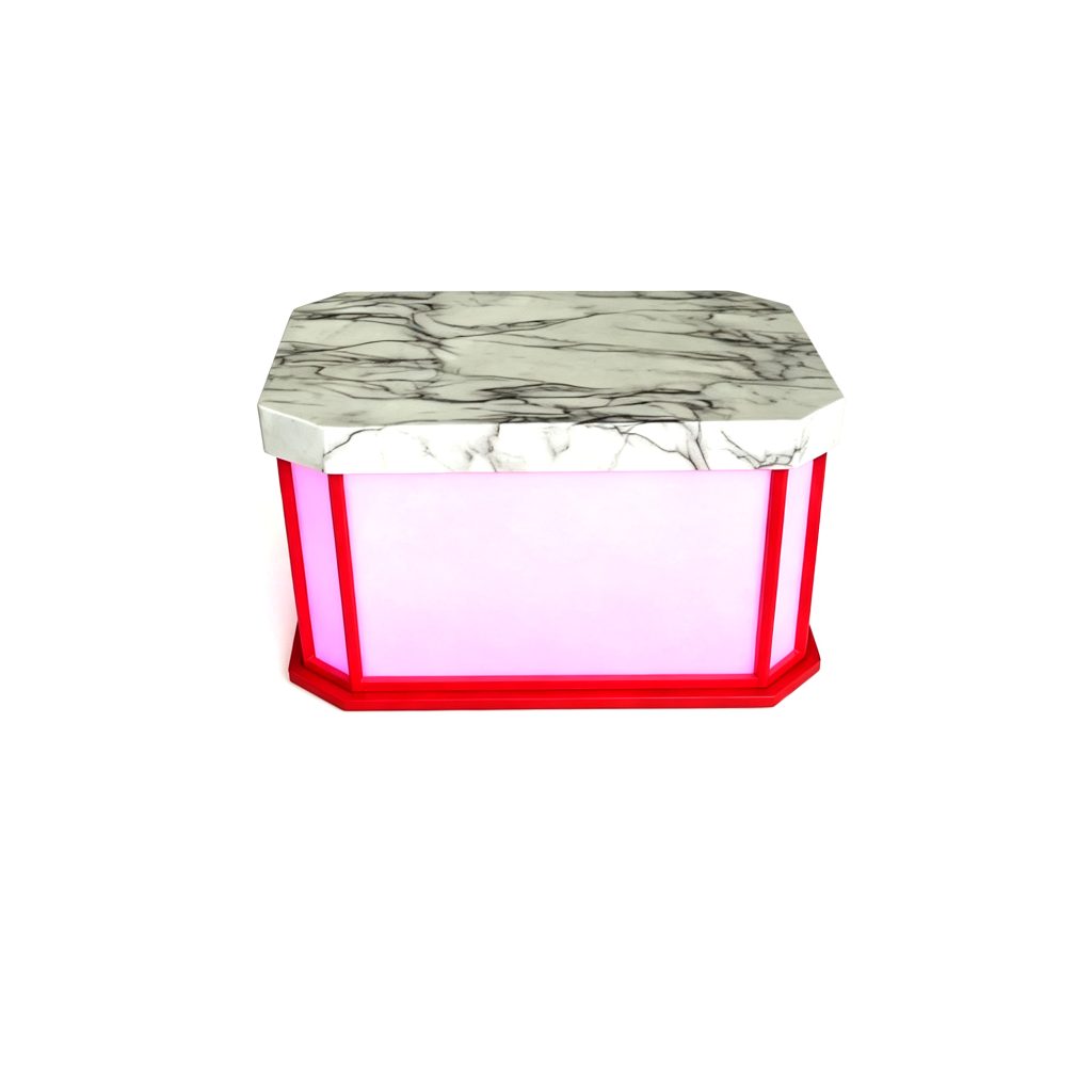Pink LED KTV coffee table with illuminated base, model YR-T015