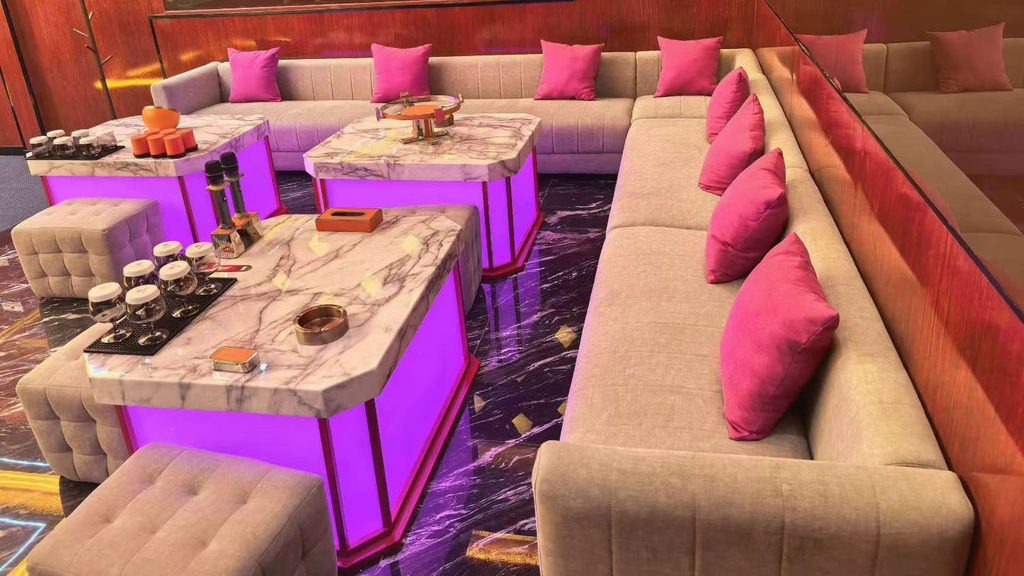 LED illuminated marble top KTV coffee tables